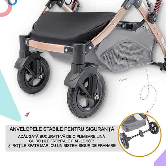 Cărucior 2 în 1 Reglabil Potrivit pentru Nou-născuți Gri 15kg
