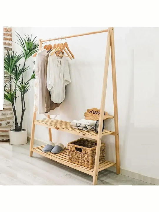Cuier de podea din lemn bej 106x38x148cm Cuier de podea din lemn bej 106x38x148cm
