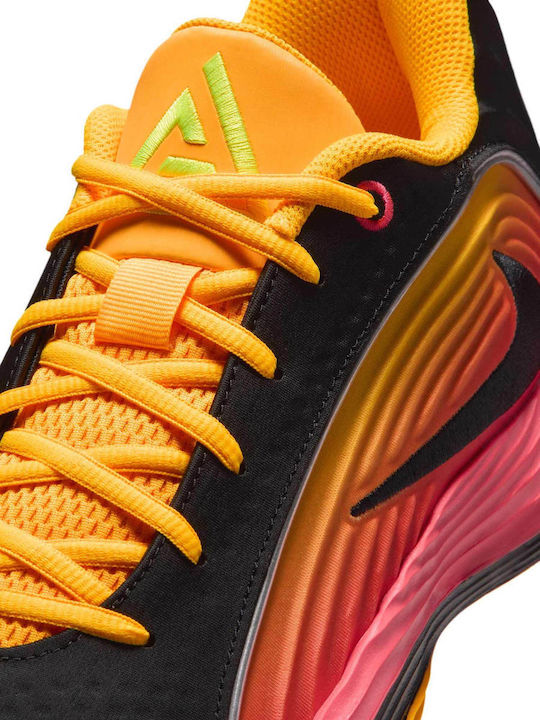 Giannis Immortality 5 Niedrige Basketballschuhe Laser Crimson / Laser Orange / Schwarz / Metallic Silver