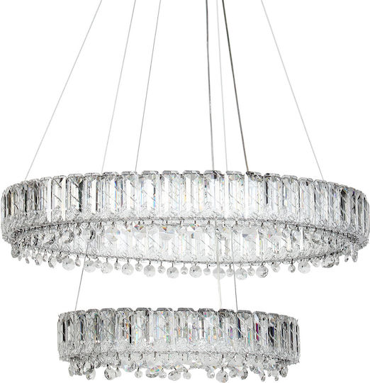 Keskor LED Smart Κρεμαστό Φωτιστικό Ασημί 60x60εκ.