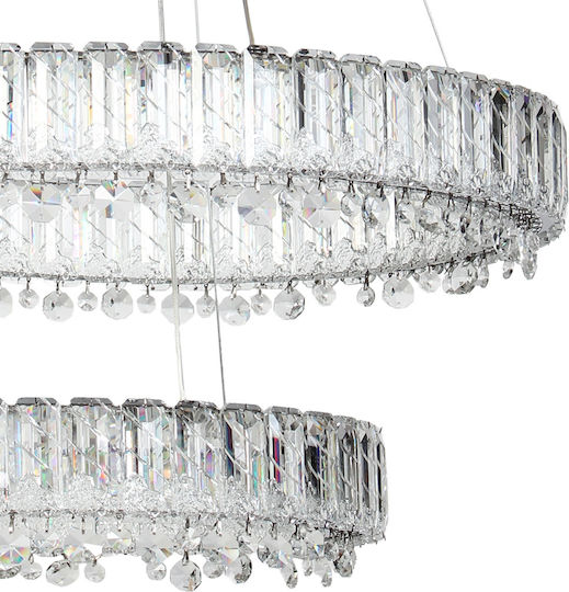 Keskor Adjustable Silver LED Ceiling Light with Crystals 60x60cm