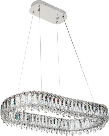 Keskor Silver LED Ceiling Light with Crystals 77x29cm
