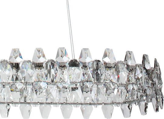 Keskor Silver LED Ceiling Light with Crystals 77x29cm