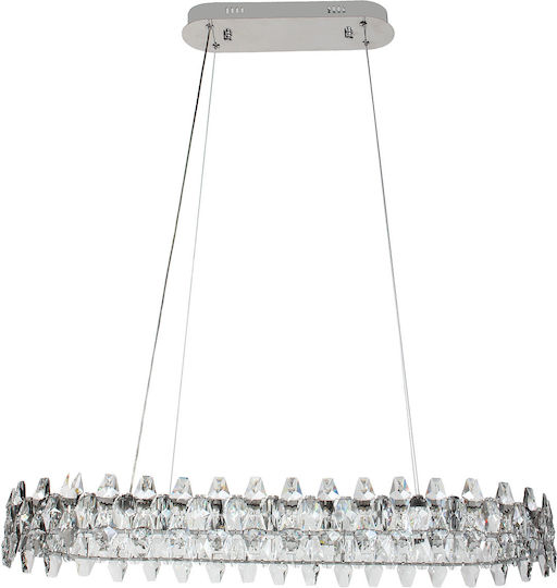 Keskor Silver LED Ceiling Light with Crystals 77x29cm