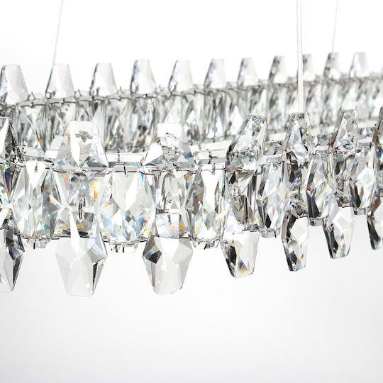 Keskor Silver LED Ceiling Light with Crystals 77x29cm