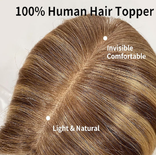 Haarverlängerung mit Clip mit Menschliche Haare in Dunkelbraune Farbe 10cm Topper Taupe