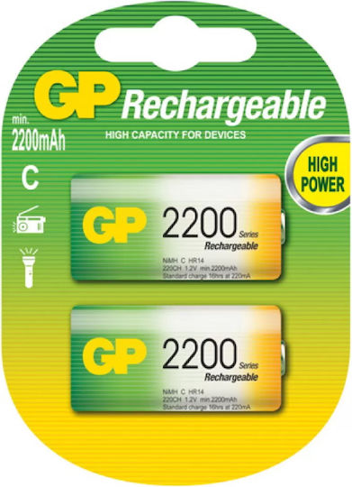 GP Batteries ReCyko+ Презареждащи батерии C Ni-MH 2200mAh 1.2V 2бр