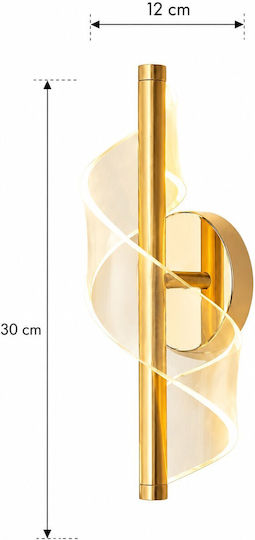 Lampă de perete modernă cu LED integrat și lumină alb cald aurie 12x30x30cm