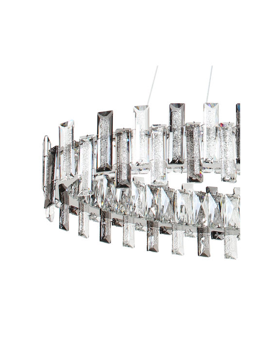 Keskor Smart Plafonieră de Tavan 80cm Argintie cu LED Integrat și Cristale