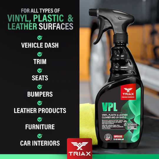 Triax Vpl Soluție de curățare și protecție UV pentru curățarea vinilului plasticului și pielii 680 Ml