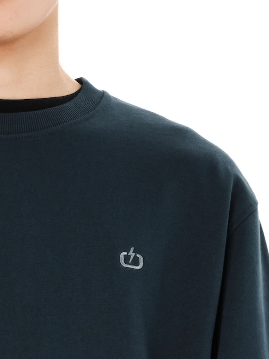 Herrenblusen Petrol Blau Rund Ausschnitt Casual