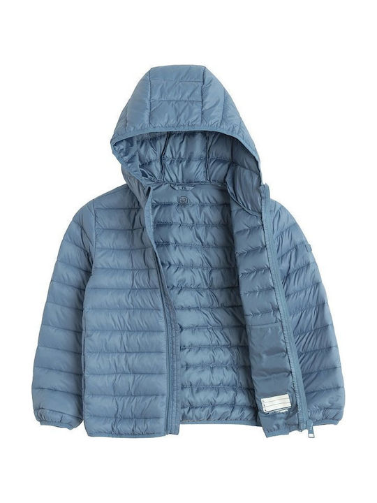 Kids Casual Short Hooded Blue Coat