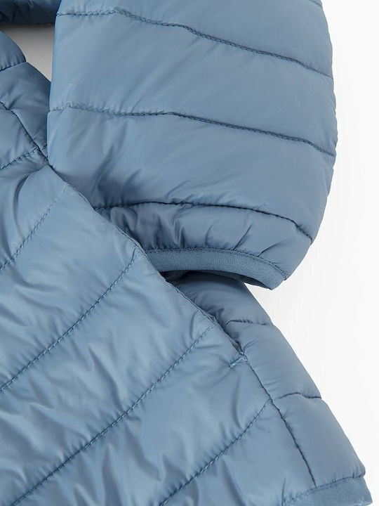 Kids Casual Short Hooded Blue Coat