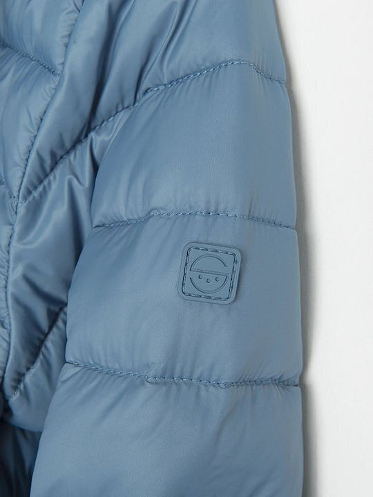 Kids Casual Short Hooded Blue Coat