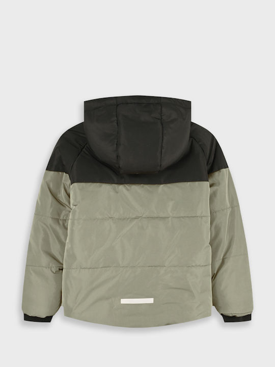 Kids Casual Short Hooded Jacket Beige