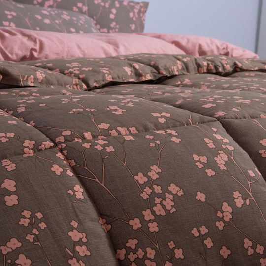 Nef-Nef Homeware Комплект Завивка С Пълнеж Microfiber 220x240см Floriva Brown 330 GSM