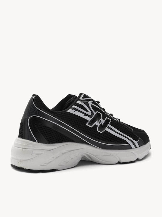 Schwarze Chunky Sneakers Mit Schichtpaneelen K Geformte Sohlen