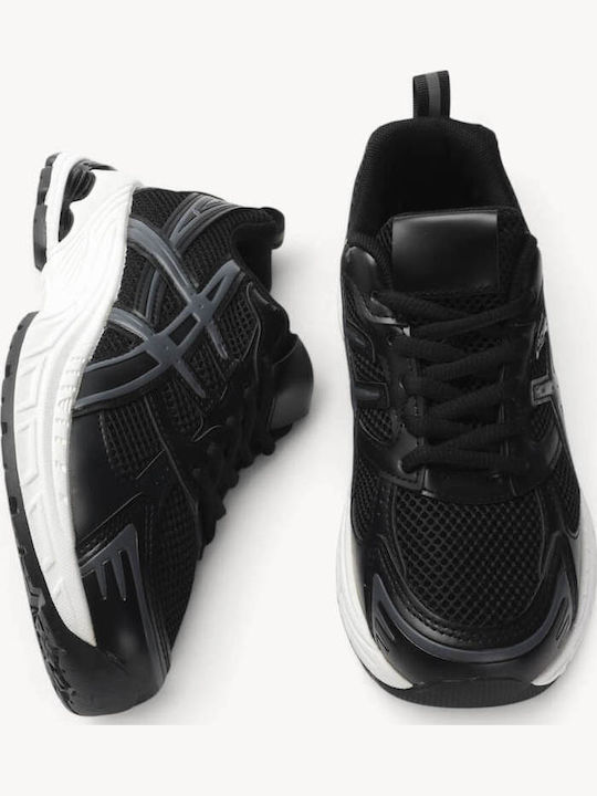 Schwarze Sneakers Mesh Panel Mehrlagige Sohle