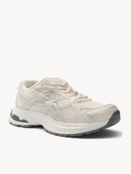Beige Sneakers Mesh Panel Mehrlagige Sohle