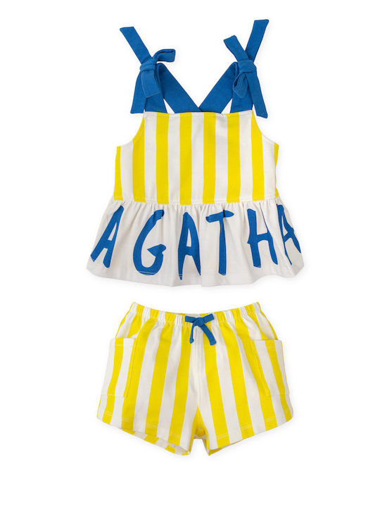 Kinderbekleidungsset mit Shorts Sommer 2Stücke Gelb Blau Weiß