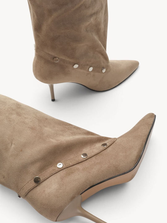 Beige Damenstiefel Schräg Streifen Truxs Ankle
