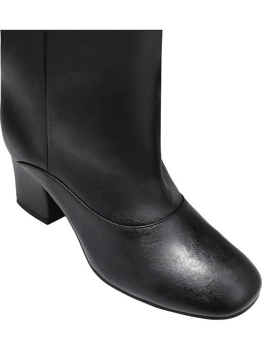 Leder Damen Stiefeletten Schwarz