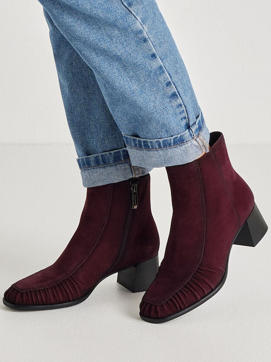 Leder Damen Stiefeletten Merlot