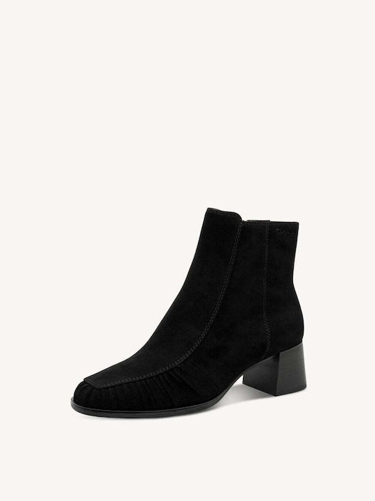 Leder Damen Stiefeletten Ankle Boots mit hohem Absatz Schwarz