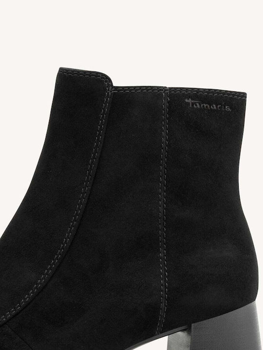 Leder Damen Stiefeletten Ankle Boots mit hohem Absatz Schwarz