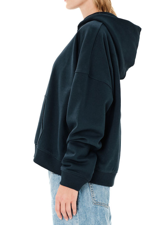 Cropped Γυναικείο Φούτερ με Κουκούλα Γκρι