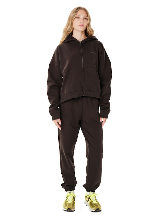 Cropped Women's Hooded Sweatshirt Brown