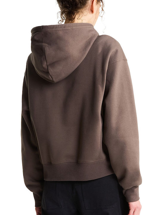 Long Women's Hooded Sweatshirt Brown