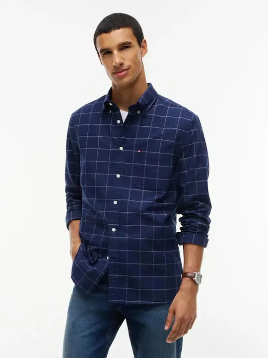 Long Sleeve Shirt in Regular Fit Checked Blue