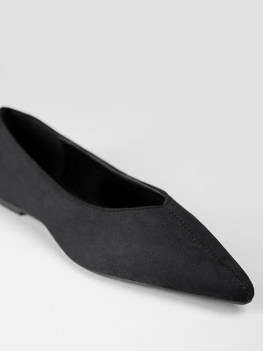 Wildleder Damen Ballerinas Spitz zulaufend Schwarze