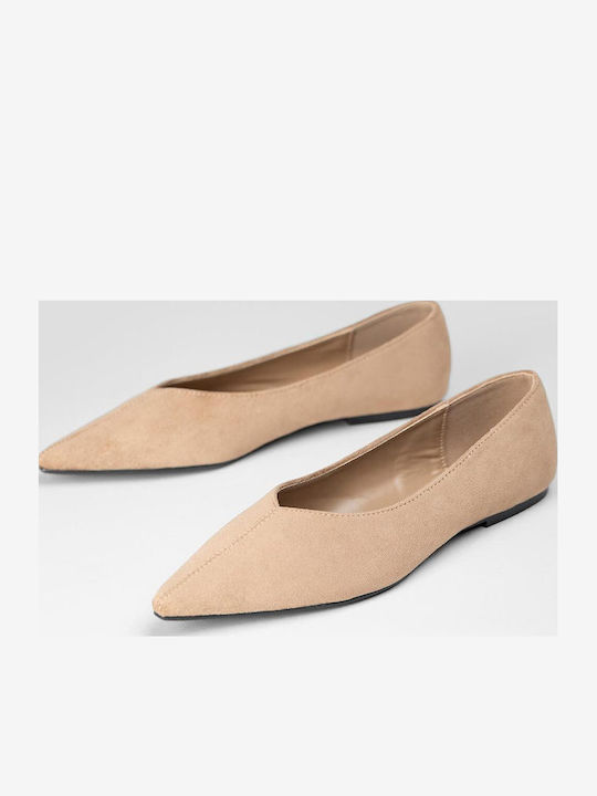 Super Mode Wildleder Damen Ballerinas Spitz zulaufend Braun