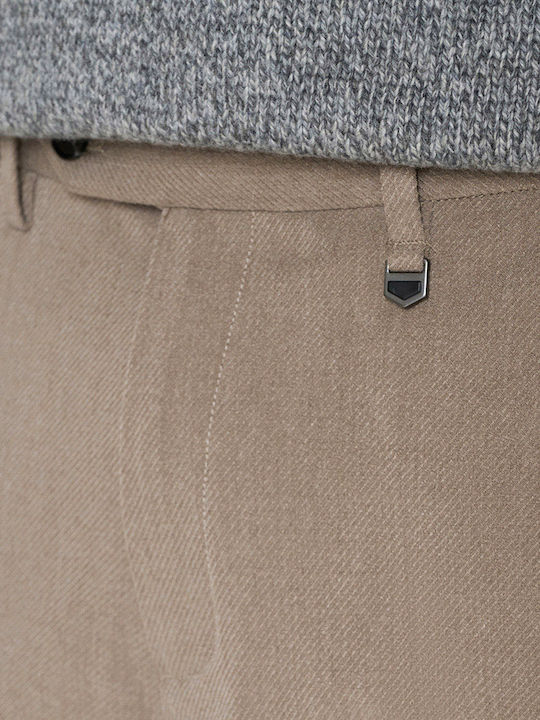 Bryan Men's Elastic Slim Fit Beige Trousers