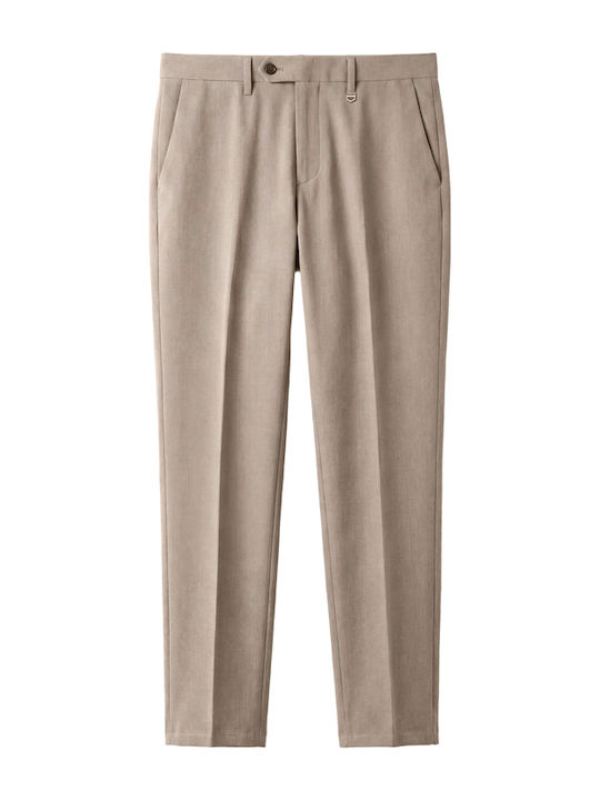 Bryan Men's Elastic Slim Fit Beige Trousers