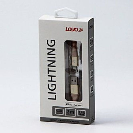 Logo Collection USB-A to Lightning Cable Χρυσό 2m