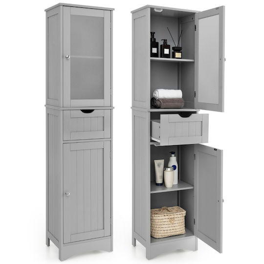 Costway Wall Hung Bathroom Column Cabinet W40xD30xH170cm Grey