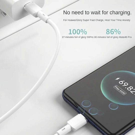 Leewello USB 2.0 Cable USB-C male - USB-C 60W PD Λευκό 1m 783216