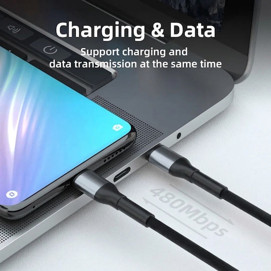 Leewello USB 2.0 Cable USB-C male - USB-C 60W Μαύρο 2m LW-031
