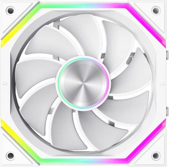 GameMax FN12A-N2 Обратен Перкa Вентилатор за кутия 120mm (2000rpm / 58.6cfm) с RGB Осветление и Свързване 3-Pin / 4-Pin PWM 3бр Бял