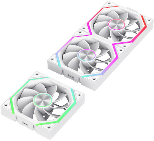 GameMax FN12A-N2 Обратен Перкa Вентилатор за кутия 120mm (2000rpm / 58.6cfm) с RGB Осветление и Свързване 3-Pin / 4-Pin PWM 3бр Бял