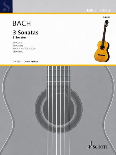Schott Sohne Bach J.S 3 Sonatas BWV 1001 1003 1005 за Китара / Струнни инструменти