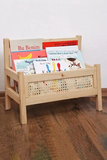 Bibliotecă de Pardoseală Din Lemn Bej 49x41x28cm