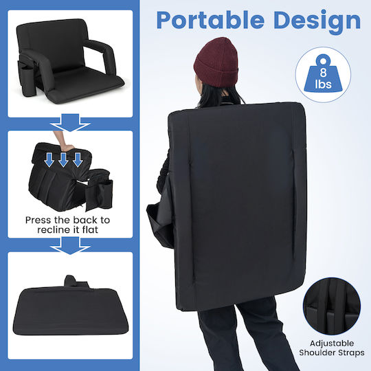 Costway Strandstuhl Schwarz 44.5x50.8x62.2cm