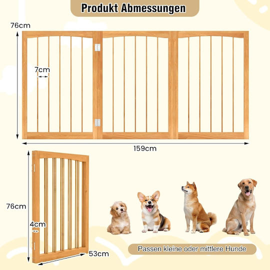 Costway Divider De Verandă Din Lemn Pentru Câine Cu 3 Panouri