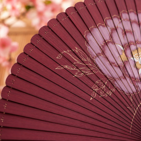 Fächer Bamboo Rote Floral 18cm 4 Seasons Collection