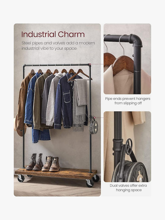 Vasagle Rolling Metal Garment Rack Brown 104x40x162cm