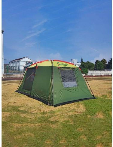 Cort Camping Verde cu Dublu Material 4 Anotimpuri pentru 4 Persoane 260x220x210cm